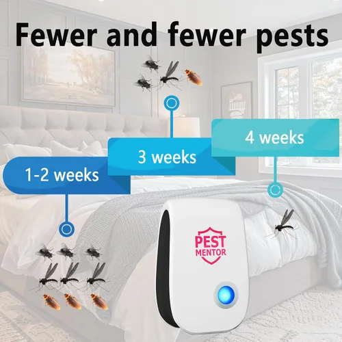 Miniatura 6 de Repelente ultrasónico de control de plagas, paquete de 10 unidades, repelente de ratones para interiores para arañas, insectos, cucarachas