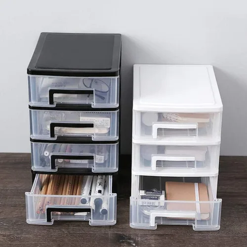 Miniatura 6 de Gatuida Organizador de cajones transparentes para maquillaje y cosméticos, mini caja de almacenamiento de plástico para escritorio, color negro