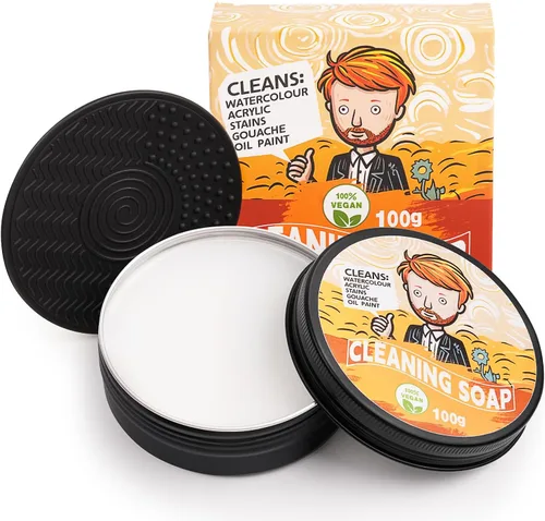 Fuumuui Jabón limpiador de pinceles de pintura 100% vegano, sin disolventes, limpiador de pinceles de glicerina vegetal natural para pinceles
