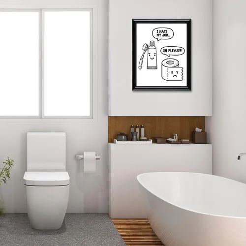 Miniatura 5 de Divertidas decoraciones e impresiones de baño, arte de pared, marco de 8 x 10 pulgadas
