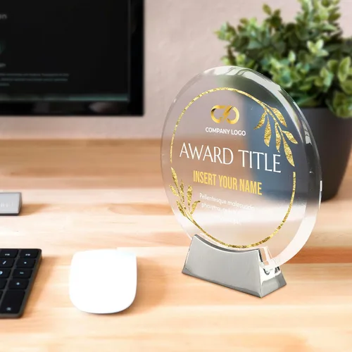 Miniatura 8 de Basic Fundamentals Placa redonda de cristal de platino personalizada, placa como premios y trofeos, placas para empleados de jubilación del mes