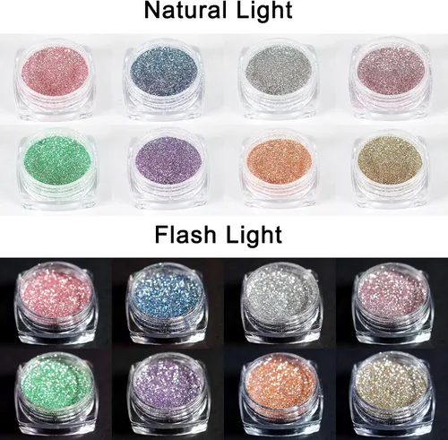 Miniatura 3 de Juego de polvo reflectante con purpurina, 8 colores de diamantes, polvo brillante, azúcar, pigmento de inmersión de uñas, suministros de uñas