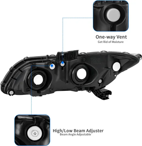 Miniatura 4 de DWVO - Conjunto de faros delanteros compatible con Honda Civic Sedan 4 puertas 2012-2015 y Civic Coupe 2 puertas 2012-2013, carcasa cromada, Negro