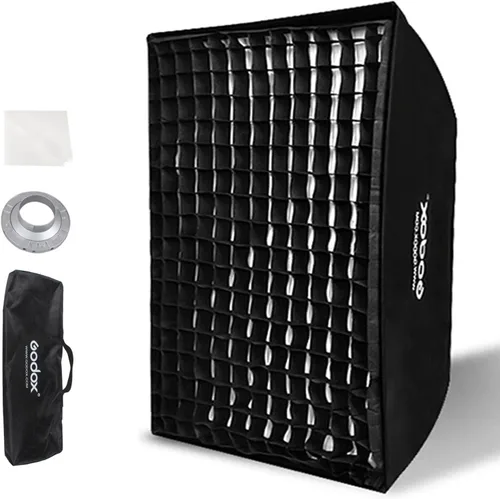 Miniatura 9 de Godox FW22x90CM / 9"x36" Bowens Mount Strip Honeycomb Grid Softbox, caja suave portátil con anillo de velocidad Bowens, softbox con rejilla