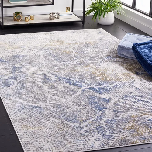 Miniatura 5 de SAFAVIEH Palma Collection - Alfombra de pasillo, 2 pies 2 pulgadas x 9 pies, color beige y azul, diseño geométrico, ideal para zonas de alto tráfico