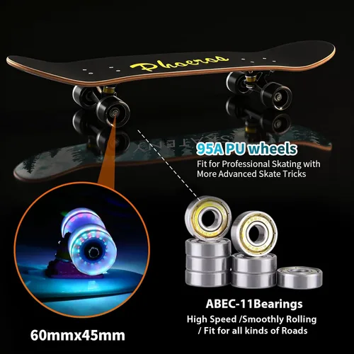 Miniatura 4 de PHOEROS Complete Skateboards- Standard Skateboards for Beginners Kids Boys Girls Teenager- 31''x 10''Canadian Maple Cruiser Pro Skate Board