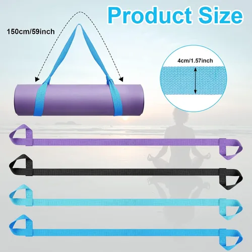 Miniatura 2 de Deekin 4 correas para esterilla de yoga para llevar esterilla de yoga, soporte ajustable grueso para ejercicio, banda de estiramiento de algodón