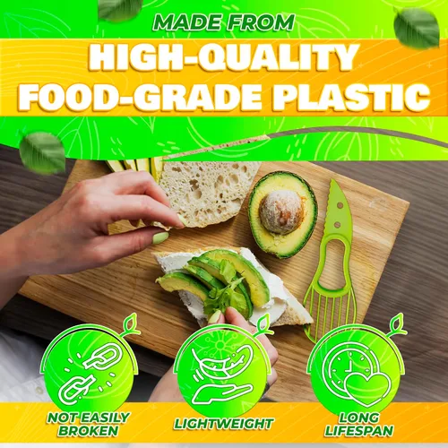 Miniatura 3 de Herramienta de corte de aguacate 3 en 1 – Cortador de plástico de grado alimenticio, pelador y removedor de pozos para cortar fácilmente, recoger