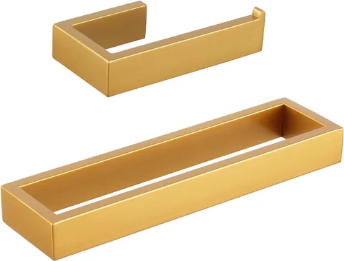Miniatura 10 de GERZWY Juego de 2 accesorios de baño SUS 304 acero inoxidable soporte de papel higiénico toalla anillo montaje en pared, negro mate HG1708-2BK