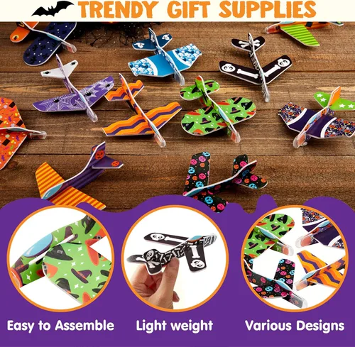 Miniatura 3 de JOYIN 48 aviones planeadores de espuma de Halloween para niños, planeadores de aviones de papel volador, juguetes a granel para regalos de fiesta
