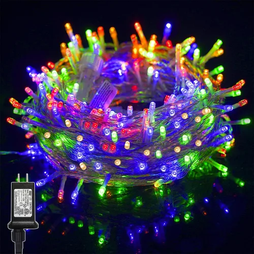 LJLNION Guirnalda de 300 luces LED para exteriores e interiores, luces de Navidad extralargas de 98.5 pies, 8 modos de iluminación, luces de hadas