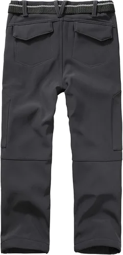 Miniatura 2 de linlon Pantalones cargo de senderismo para niños y jóvenes, impermeables, con forro polar suave y forro polar, pantalones de nieve aislados, Nieve