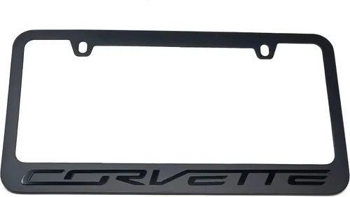 Miniatura 4 de Marco de placa de matrícula C7 Corvette Stealth - Negro con escritura Corvette negra