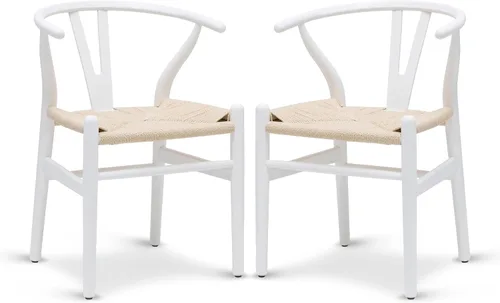 Miniatura 12 de POLY & BARK Sillas de comedor trenzadas – Sillas de comedor Wishbone modernas de mediados de siglo con brazos, estructura de madera maciza, uso