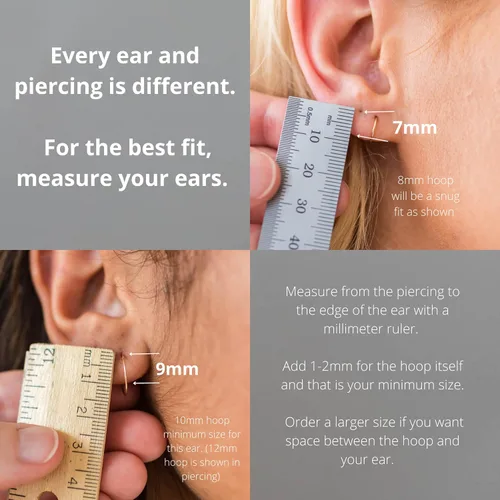 Miniatura 8 de Aretes de aro pequeños de plata de ley. Aretes de aro pequeños de plata de ley 925 maciza de calibre 24 de 0.472 in y media pulgada