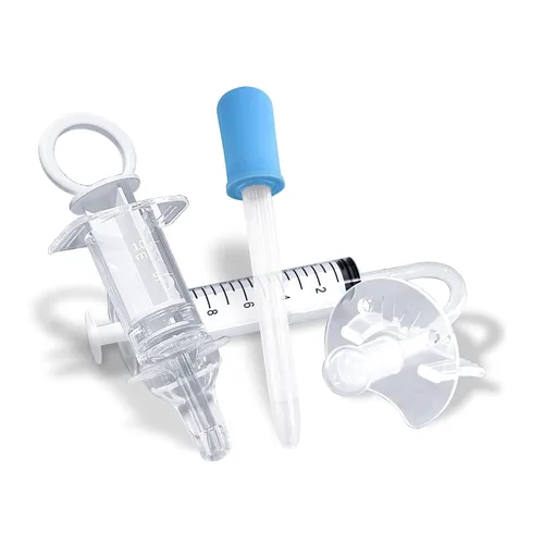 Kit dispensador de medicamentos para bebés, 3 piezas, jeringa de medicina infantil de silicona, dispensadores de chupetes para niños pequeños,