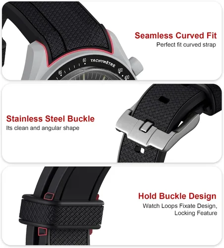 Miniatura 6 de Correa Stanchev para reloj Moonswatch, correa de silicona suave curvada sin espacio de 20mm para reloj Omega X Swatch Speedmaster, correa