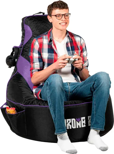 Miniatura 14 de Throne Boss Funda de Silla Puf Gamer para Niños con Respaldo Alto, Azul – Funda de Silla Gamer de Piso, Tela Fácil de Limpiar, Bolsillos Laterales