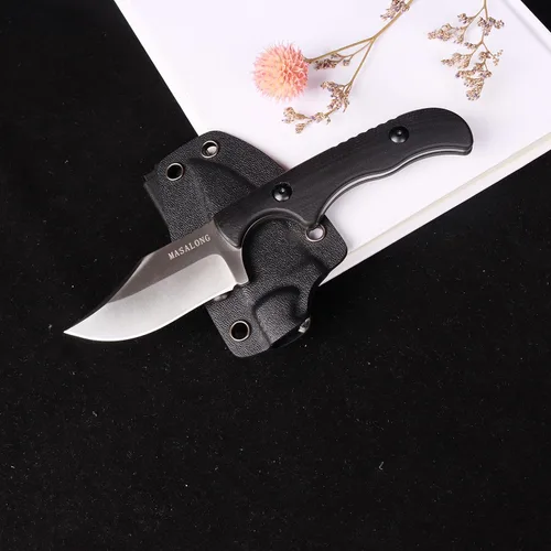 Miniatura 6 de MASALONG kni232 EDC 9Cr14MOV Cuchillo de acero inoxidable duro Cuchillos de hoja fija para acampar (cuchillo de carnicero B)