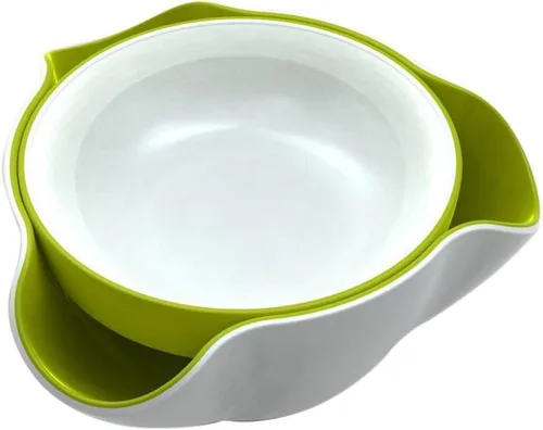 Miniatura 10 de Joseph Joseph Cuenco doble para servir pistacho y aperitivos con compartimento para desechos de alimentos, sin BPA, color gris