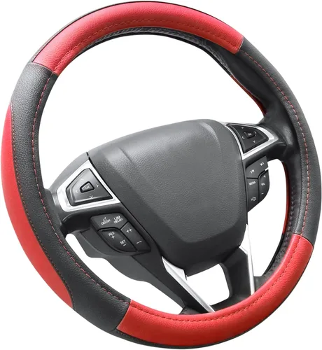 Miniatura 9 de SEG Direct Funda para volante de automóvil, tamaño mediano estándar de 14 1/2-15 pulgadas, embalaje no plegable, resistente, antideslizante, cuero