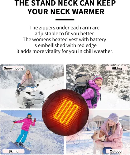 Miniatura 6 de PETREL Chaleco térmico para mujer con batería, abrigo térmico eléctrico recargable