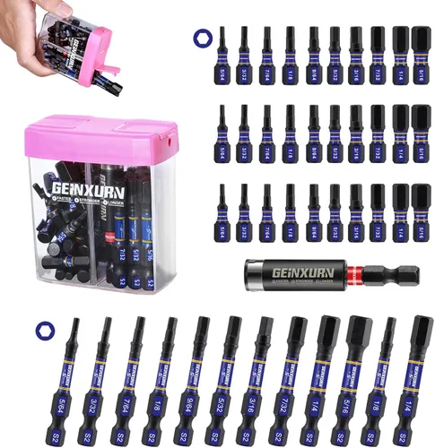 Miniatura 12 de Geinxurn Juego de Puntas de Destornillador de Impacto #2 Phillips, 43 piezas Brocas Magnéticas PH2 (1" y 2") S2 de Acero con Caja de Almacenamiento