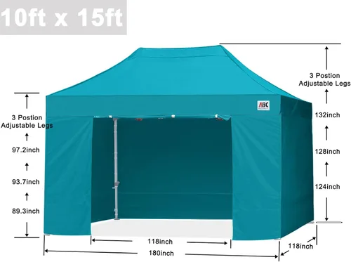 Miniatura 3 de Abccanopy - Toldo de 10 x 10 pies, con paredes laterales, sombra instantánea, con bolsa con ruedas para guardarlo. Incluye 4 bolsas de lastre
