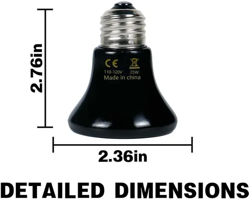Miniatura 7 de 25W Lámpara de Calor para Reptiles (Paquete de 2) Emisor de Calor Cerámico - Sin Emisión de Luz, Calefacción Segura 24/7 para Terrarios, Incubadoras