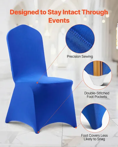 Miniatura 119 de VEVOR 150 fundas blancas para sillas de poliéster y elastano, fundas elásticas para bodas, fiestas, comedor, banquetes, sin pinzas, 150