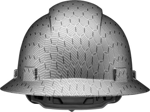 Miniatura 9 de Casco duro de construcción OSHA con diseño de fibra de carbono de ala completa, sin ventilación, acabado brillante, con suspensión de 6 puntos por