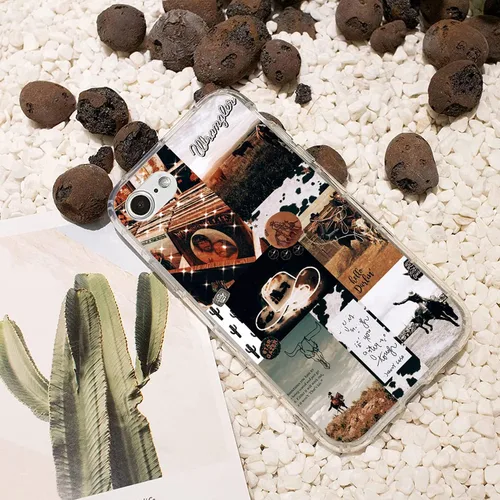 Miniatura 3 de Funda compatible con iPhone 7/8/SE del oeste, funda de collage estético retro vaquera country chic collage para hombres y mujeres, regalo a prueba