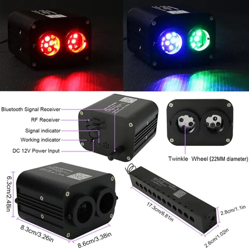 Miniatura 5 de Azimom Kits de Iluminación de Techo de Fibra Óptica de Estrellas Titilantes de 20w de Doble Color, 600pcs 0.076cm 3m, Meteorito de Estrella