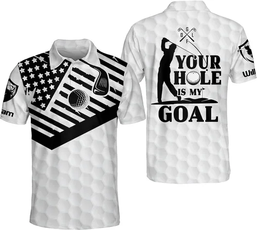 Camisas de golf divertidas personalizadas para hombres Your Hole is My Goal camisas de golf para hombre manga corta Dri Fit polo ligero