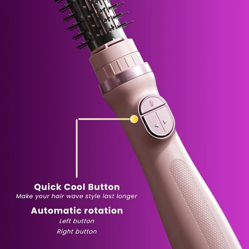 Miniatura 6 de Cepillo secador de pelo, giratorio 3 en 1 con 3 cabezales para secar peinado, voluminizar, rizar, elegante en un solo paso para cabello largo, 3 Rosa