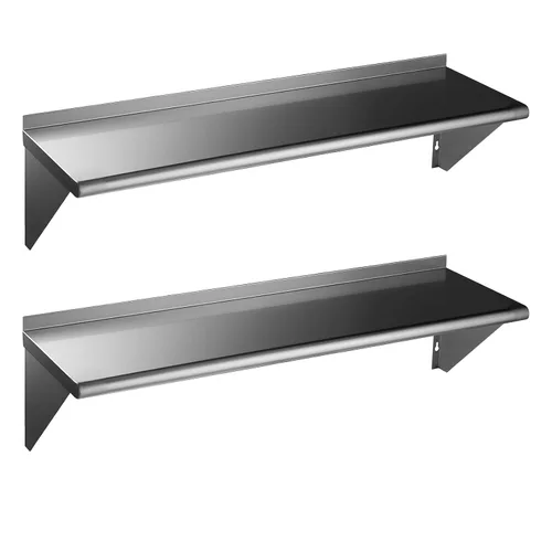 Miniatura 34 de ROCKPOINT Estante de acero inoxidable de 12 x 24 pulgadas, 250 libras, estantes comerciales de metal NSF para montaje en pared, estantería flotante