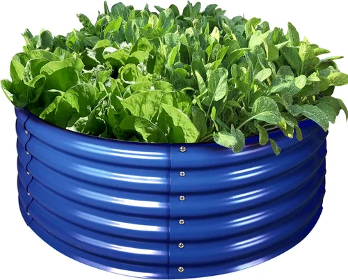Miniatura 13 de Olle Camas de jardín elevadas de 32 pulgadas de alto, para exteriores, para verduras, cama de jardín elevada redonda galvanizada, cajas de jardín