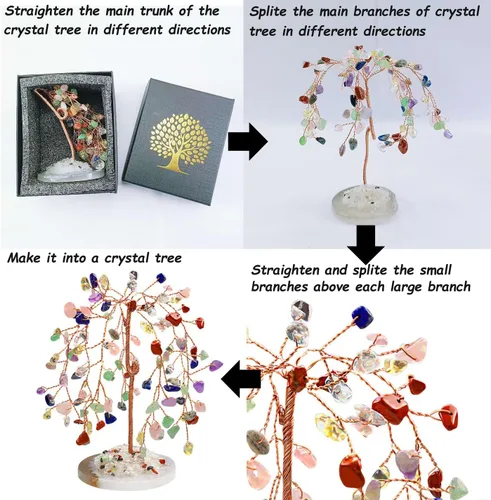 Miniatura 4 de LAIDANLA Árbol de cristal curativo natural de amatista, base de ágata de dinero Reiki, alambre de cobre, vida Feng Shui, energía para el hogar