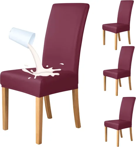 Miniatura 12 de Deisy Dee Fundas de cuero impermeables para sillas de comedor Parson (4, negro)