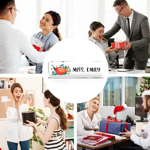 Miniatura 5 de Placa de nombre de escritorio personalizada, placa de identificación acrílica personalizada para decoración de escritorios, regalos de Al profesor