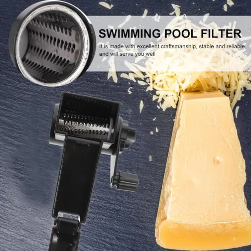 Miniatura 7 de Rallador de queso giratorio portátil de mano, triturador manual para queso duro y chocolate, herramienta de cocina de cáscara negra para entusiastas