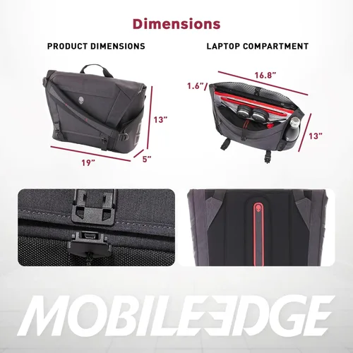 Miniatura 7 de Mobile Edge Elite - Bolsa de mensajero para laptop para juegos para hombres y mujeres, específicamente diseñada y compatible con portátiles