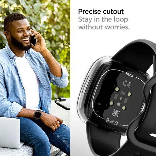 Miniatura 6 de Spigen Ultra híbrido diseñado para Fitbit Versa 4 / Sense 2 con protector de pantalla de vidrio templado, funda para reloj inteligente, transparente