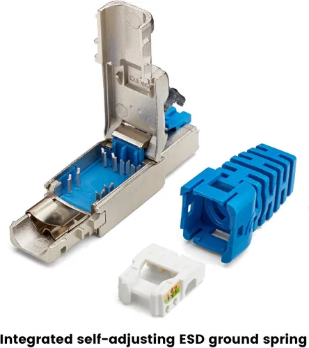 Miniatura 2 de TRUE CABLE Enchufe de terminación de campo sin herramientas Cat6A, STP blindado, PoE++ 4PPoE, sin herramientas, conector modular RJ45, 10Gb
