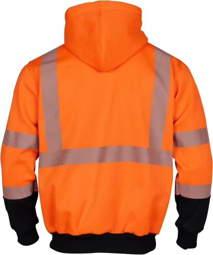 Miniatura 3 de VENDACE Sudadera de Forro Polar Reflectante de Alta Visibilidad ANSI Clase 3 para Hombres, Sudadera con Capucha de Alta Visibilidad con Cremallera