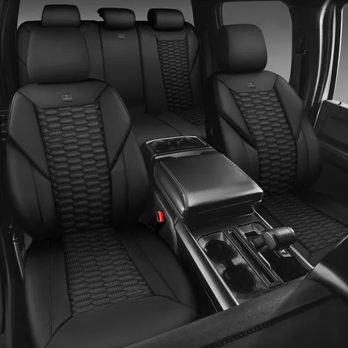 Miniatura 5 de CAR PASS Juego completo de fundas para asientos de automóvil de espuma 3D y cuero PU, lujosas fundas para asientos de cuero sintético transpirables