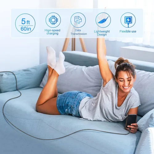 Miniatura 6 de Cable de carga USB C para Samsung Galaxy A14 5G, A23, A13, A54, A34, A03S, A04e, A04s, A04, A80, A70, A71, A60, A50, A40, A30, A20e, A20, A8, A8s