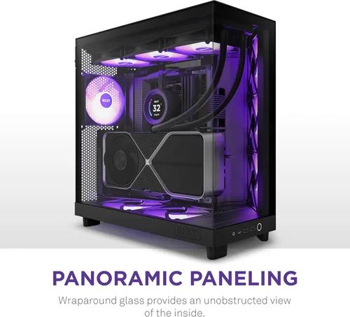 Miniatura 2 de NZXT H6 Flow CC-H61FB-01 Carcasa compacta de doble cámara de torre media con flujo de aire Paneles de vidrio panorámicos Paneles de flujo