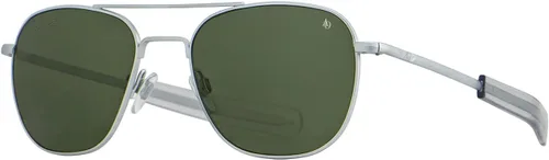 Miniatura 3 de AO Original Pilot Sunglasses - Matte Silver - Calobar Green SkyMaster Glass Lenses - Bayonet Temple - Polarized - 57-20-140