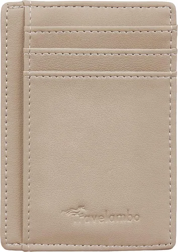 Miniatura 126 de Travelambo billetera mediana y minimalista de cuero para bolsillo frontal, con bloqueo de interferencia de radiofrecuencia
